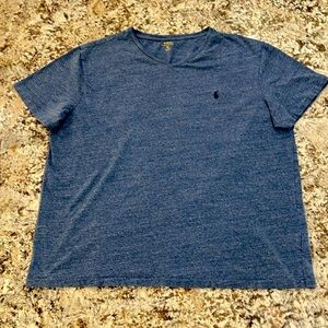 Polo by Ralph Lauren Men's V-neck Heathered Blue T-Shirt, VGUC.